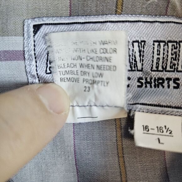 American Hero Brown & Gray Plaid Pearl Snap Size Large Long Sleeve Western Shirt - Picture 14 of 16